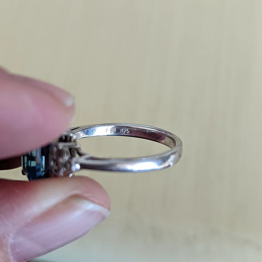 Blue Topaz Ring with CZ accents - Picture 2 of 5